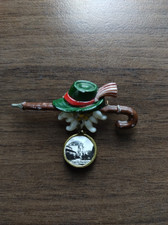 Anstecknadel Hutnadel Wanderstock Hut Vintage