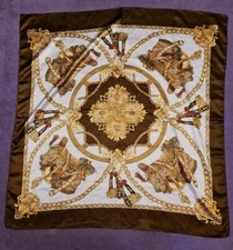 Vintage Gold Schal Ketten Steigbügelketten Pferd Satin Top Zustand 