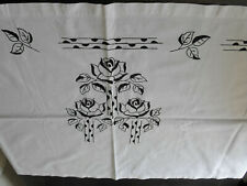 alte Gardine, Vorhang, ca. 72x150cm schwarz bestickt, Rosen