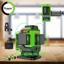 Huepar 3D Kreuzlinienlaser Grün Linienlaser Selbstnivellierend +Laserdetektor