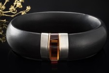 Bunz Design Armreif mit Citrin in Kautschuk an 750er Roségold und Platin Schmuck