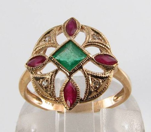 9ct gelbgold ring smaragd - 9k,