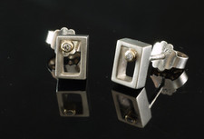 925 Sterlingsilber Ohrstecker   Diamanten je 0,01ct in 585 Gold Fassung