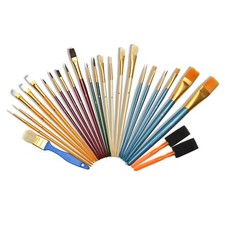 25er Malpinsel Set Pinselset Pinsel Rundpinsel Flachpinsel Schaumstoffpinsel