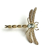 Brosche Libelle mit Blautopas selten Gold 333 Gelbgold  8K (3019)