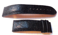 Älteres Lederband für Armbanduhr 22 mm schwarz Rochenleder Stingray J. M. S10