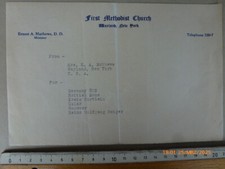 R55) Briefkopf First Methodist Church Wayland NY,Ernest A. Mathews D.D. Minister