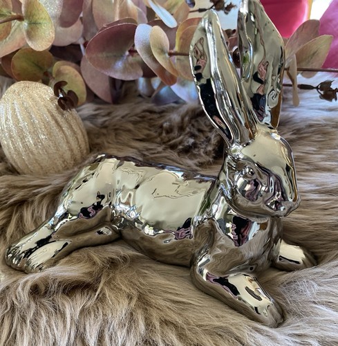 Keramik hase silber - keramik, l20h16,5