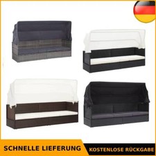 Sonnenliege Baldachin Poly Rattan Gartenmöbel Sonneninsel Loungesessel im Freien