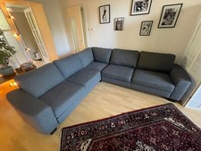 Grau-meliertes Eck-Sofa mit Schlaffunktion & Stauraum (rs Möbel)
