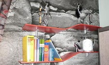 2 Stück coole Design Stufen Wand REGAL m.je 2 Edelstahl Befestigung **MDF*B-Ware