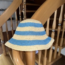 strohhut Natur Blau Gestreift H&M Gr S 54 Neu Ohne Etikett