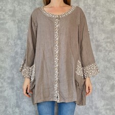 100% Leinen Tunika Bluse 44