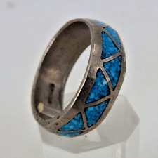 Bandring mit Dreieck-Mosaike mit Türkise signiert Sterling Silber (107339)