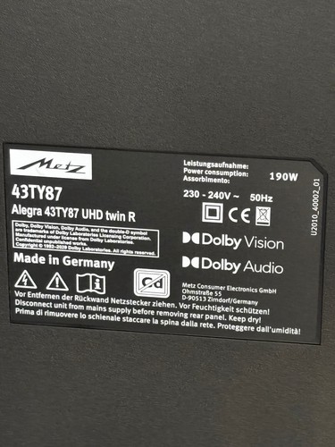 Metz alegra 43ty87 uhd twin - metz, r