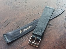 Nivada 18mm Vintage Leder Band  ( Schwarz/Silber )