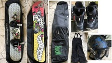 Salomon Snowboard 140, Burton Schuhe Gr.41, Hose Gr.176, Tasche
