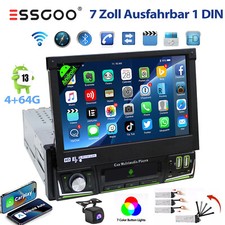 4+64G CarPlay 1 DIN 7 Zoll Autoradio mit Ausfahrbarem Display Bluetooth GPS KAM