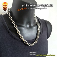 12 mm Ankerkette Halskette - Edelstahl Königskette Panzerkette Ring Herren Damen