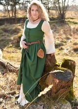Battle-Merchant Mittelalter Kleid, Trägerkleid Lene, grün - Magd Bauernkleid