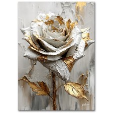 3D Gold Optik Rose Leinwand