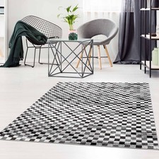 Teppich Moda Meliert Karo Look Modern Grau Kurzflor Wohnzimmer Schlafzimmer Flur