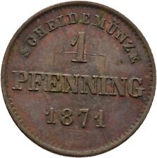 Bayern München Ludwig II. 1 Pfennig 1871 Kupfer 1,2 g  Münze Original #GUT128