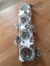 Adventskranz Gesteck Tischgesteck Weihnachten weiß Advent Kerzen 4 Gläser 40 cm