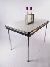 Küchentisch Holz Resopal 2fach ausziehbar  Mid-Century /60er Sixties Stahlrohr