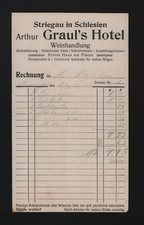 STRIEGAU, Rechnung 1933, Arthur Graul Hotel Weinhandlung
