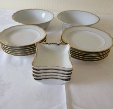 DDR 17 tlg Set Abendbrot/Kuchenteller Beilgenschüssel Kahla Goldrand vintage