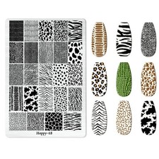 XXL Stamping Schablone Tiermuster 3 Stempel Platte Fantasy Nailart