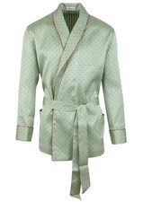 Brioni Herren Bademantel Morgenmantel Pyjama Größe L 100% Seide Gepunktet