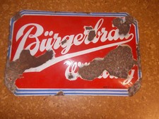 Bürgerbräu Würzburg Emailschild Antik
