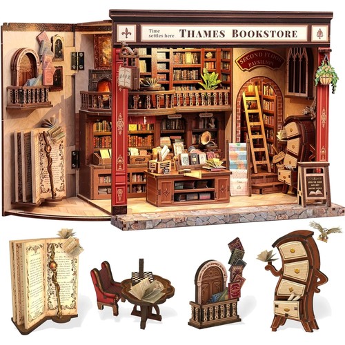Buchregal miniatur holz - miniatur, led