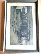 Luigi Kasimir, Wien , Radierung " Jesuitenstiege Passau " signiert um 1930