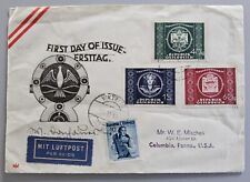 Österreich Ersttagsbrief "Weltpostverein" 1949, Mi.Nr. 943-945, als Luftpost USA