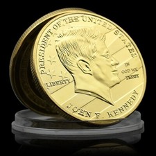MEDAILLE - PRÄSIDENT JOHN F. KENNEDY - 24 KARAT GOLD / VERGOLDET - PP - SELTEN