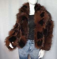 Pelzjacke Faux Fur Flecken Fell Webpelz Jacke Braun Schwarz 36,38,40,42 Neu