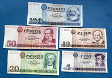 DDR Geldscheine 100 Mark 50 Mark 20 Mark 10 Mark 5 Mark Konvolut 1971/1975  /T11