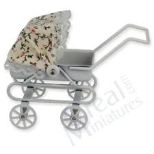 Creal 2637 Kinderwagen weiss Metall 1:12  für Puppenhaus