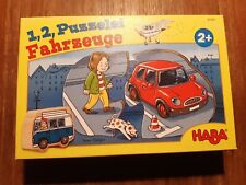Haba - 1,2,Puzzelei / Puzzle - Fahrzeuge - Alter 2+ - 9 x 2 Teile mit Holzfigur