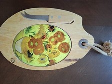 Schneidebrett Holz mit Keramik Sonnenblumen Van Gogh Amsterdam