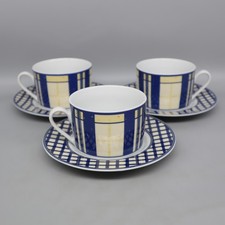 3x Porzellan Kaffeetassen ~ Ritzenhoff & Breker Flirt French Vanilla ~ blau gelb