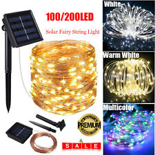 Solar Lichterkette 200 LED Solar Lichtschlauch Aussen Draht Weihnachten warmweiß