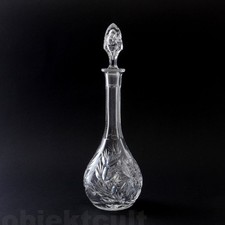 antike Kristallkaraffe mit Stopfen Handschliff Nr.417 Bodenstern Jugendstil