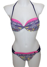 BIKINI BIKINISET NECKHOLDER PUSH UP BÜGEL SLIP PINK BUNT PAISLEY JETTE 36 CUP A