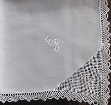 Antikes Taschentuch feinste Häkelarbeut Handarbeit Spitze Batist Monogramm EP