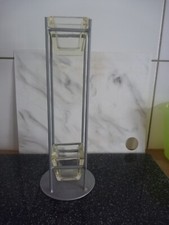 Säulen Kerzen/Teelichthalter mit 2 Einsätzen, 2stöckig, Metall, Glas, Silber