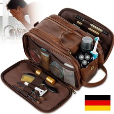 Kulturbeutel Herren PU Leder Kulturtasche Groß Wasserdicht Waschtasche für Reise